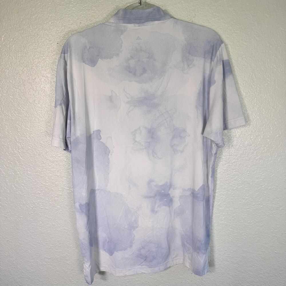 Adidas Polo Shirt Mens Medium Harbour Town Golf Links Tie Dye Print White Blue - Picture 2 of 11